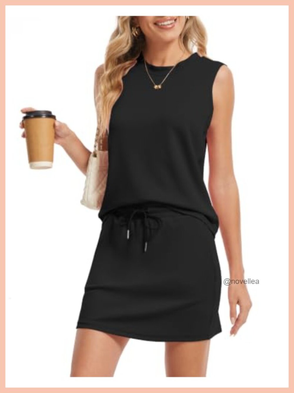 Women's 2 Piece Skort Set Sleeveless Crewneck Top & Skirt Tennis Outfit S-2XL